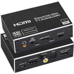 NÖRDIC HDMI Extractor 4K60Hz HDMI til HDMI + Optisk Toslink + Koaksial + 3,5 mm lyd + 7,1 CH HDMI-understøttelse af eARC / ARC HDR Dolby ATMOS