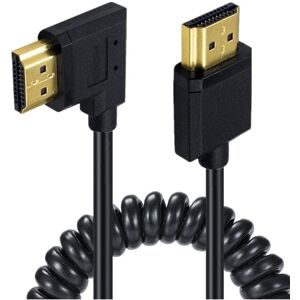 JUNSUNMAY 4K 60Hz HDMI Male to Male HDMI 2.0V Elbow Head Spring Cable, Length:1.2m(Left)