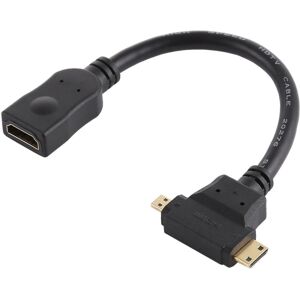 Shoppo Marte HDMI Female to Mini HDMI + Micro HDMI T Shape Cable(Black)