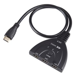 Shoppo Marte 3 x 1 4K 60Hz YUV4:4:4 HDR HDMI Switcher with Pigtail HDMI Cable