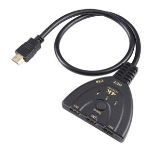 Shoppo Marte 3 x 1 4K 30Hz HDMI Switcher with Pigtail HDMI Cable, Support External Power Supply