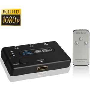 Shoppo Marte 3 Port Amplifier 1080P HDMI Switch, 1.3 Version, with Remote Controller(Black)