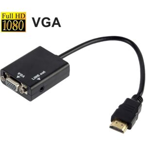 Shoppo Marte 26cm HDMI to VGA + Audio Output Video Conversion Cable with 3.5mm Audio Cable, Support Full HD 1080P(Black)