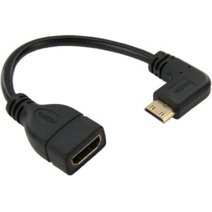 Shoppo Marte 16cm Gold Plated Mini HDMI Male to HDMI 19 Pin Female Cable, 90 Degree Right Angle