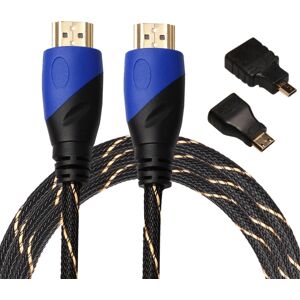 Shoppo Marte 1.8m HDMI 1.4 Version 1080P Woven Net Line Blue Black Head HDMI Male to HDMI Male Audio Video Connector Adapter Cable with Mini HDMI & Micro HDMI Adap