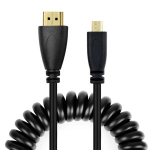 Shoppo Marte 1.4 Version, Gold Plated Micro HDMI Male to HDMI Male Coiled Cable, Support 3D / Ethernet, Length: 60cm (can be extended up to 2m)