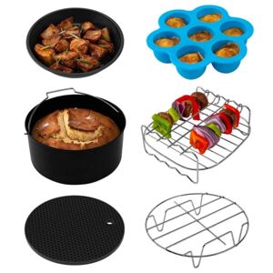 shopnbutik 6 PCS/Set 8 inch Air Fryer Baking Accessories Stainless Steel Set