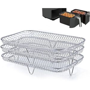 shopnbutik Air Fryer Accessories Three-Layer Steam Rack Stackable Dehydration Rack(Rectangle)