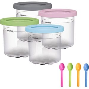 shopnbutik For Ninja NC299AMZ NC300 Ice Cream Storage Containers with Lids, Speci: 4 Cups+Spoon