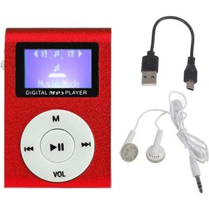 My Store Mini Lavalier Metal MP3 Music Player with Screen, Style: with Earphone+Cable(Red)