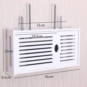 Shoppo Marte Wifi Router Box PVC Wall-mounted Shelf Hanging Board Bracket Storage Box, Size:41x23x8.5cm(Shutter)