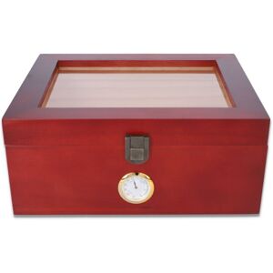 No Brand Red pine wood humidor with glass lid