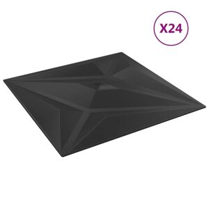 vidaXL vægpaneler 24 stk. 50x50 cm 6 m² XPS stjerne sort