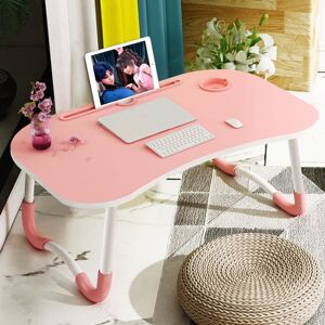 Shoppo Marte Foldable Non-slip Laptop Desk Table Stand with Card Slot & Cup Slot (Pink)