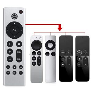 shopnbutik For Apple TV Remote Control 4K / HD A2169 A1842 A1625 Without Voice(Silver)
