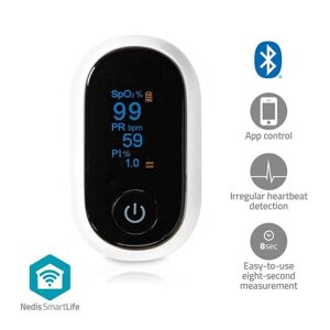 Nedis SmartLife Puls Oximeter   Bluetooth   OLED Display   Auditiv alarm / Iltmætning (SpO2) / Interferens mod bevægelser / Perfusionsindeks / Pulsfrekvens