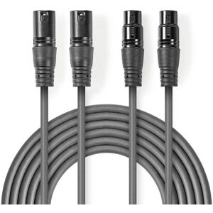 Nedis Balanceret Audio kabel   2x XLR 3-Pin Hanstik   2x XLR 3-Pin Hunstik   Nikkelplateret   0.50 m   Runde   PVC   Mørkegrå   Kartonhylster