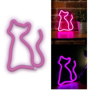 Neon LED CAT Batteri + USB Forever Light Rosa