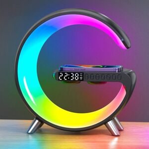 My Store N69-1 Smart Bluetooth Speaker with Wireless Charger & Alarm Clock & Ambient Light, Without APP(Black)