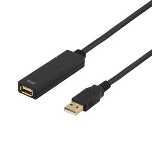 Deltaco PRIME USB 2.0 forlængerkabel, <b>aktivt</b>, Type A han - Typ