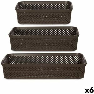 Kipit Set of organiser trays Brown Plastic Rectangular 6 Units