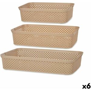 Kipit Set of organiser trays Beige Plastic Rectangular 6 Units