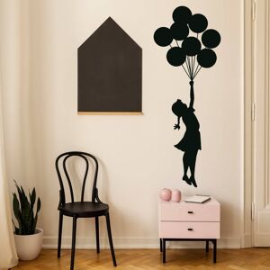 DecordsStore Ballon Pige Banksy Væg Mærker - Hot Air Værelse Baby Dekor Vinyl Værelse Sød Mærkat - Teen Love Silhuet Sort Etiket Tegnet Gave Vægkunst