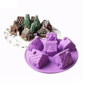 BakeCake Små Hus Silikonform 3D Gjutform Mini Stugor By Stad