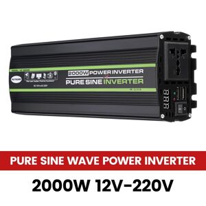 AUTSOME 12V til 220V Konverter 2000W Pure Sine Wave Power Inverter Dual USB LED Display