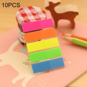 shopnbutik 10 PCS Full Color Type Creative Fluorescence Classification Indexes Paste Sticks PET Bookmarks Sticky Note Stationeries