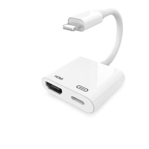 NÖRDIC Lightning adapter til 1xHDMI og 1x Lightning White 10cm kabel, 1080p opløsning