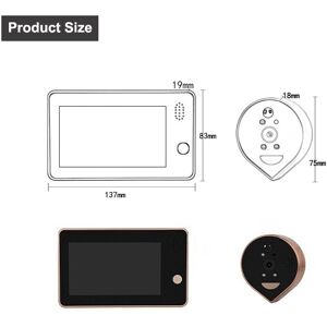 -PS Smart Dörröga, Titthålskamera med WiFi, 4.3” skärm, 720p, 120°, IR, Rörelsedetektion, Tvåvägsljud