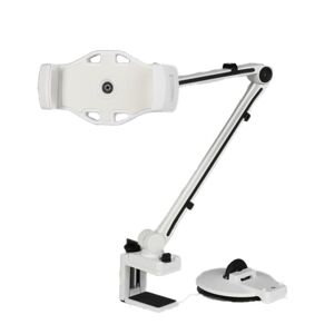 Deltaco 2-in-1 smartphone/tablet stand, suction cup, clamp, white