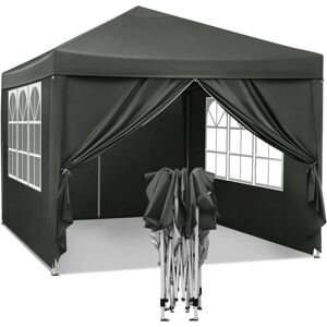 Rootz Living Rootz Gazebo Pop-Up telt - Vandtæt Pagoda - Solafskærmning - UV-beskyttelse, Regnbestandig, Nem opsætning - Metal og 210D Oxford-stof - 3 x 3 m Grå