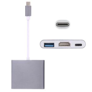 Shoppo Marte USB-C / Type-C 3.1 Male to USB-C / Type-C 3.1 Female & HDMI Female & USB 3.0 Female Adapter(Grey)