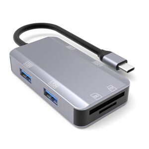 Shoppo Marte NK-3049 6 in 1 USB-C / Type-C to TF / SD Card Slot + 4 USB Female Adapter(Space Grey)