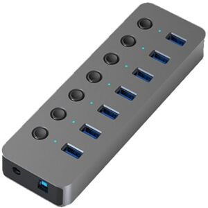 Blueendless USB Splitter Aluminum Alloy QC Fast Charge Expander, Number of interfaces: 7-port (12V2A Power)