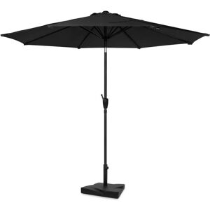 VONROC Premium Parasol Recanati Ø300cm sæt – Inkl. Betonfod 20 kg - Vippefunktion - UV-resistent stof - Antracit/sort - Inkl. Betræk