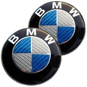 MediaTronixs Carbon Fibre Blue/White BMW  82mm Hood Bonnet Badge Emblem