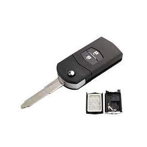 MediaTronixs 3 Button Flip Remote Key Fob Case Shell For Mazda 2 3 5 6 RX-8 MX-5 + Battery
