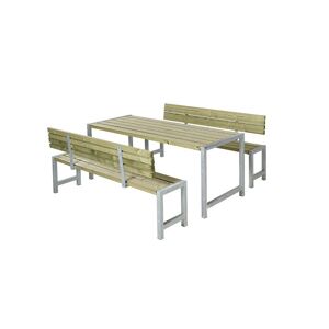 Plus A/S Plus Plankemøbelsæt bord+2 bænke+2 ryglæn trykimprægneret 185402-1