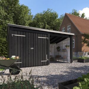 Plus A/S Plus Nordic Multi Havehus 9,5 m² - 2 moduler m/dobbeltdør og åben front - inkl. tagpap/alulister/stolpefødder - 1685806-1