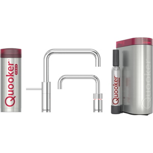 Quooker Twintaps Square Sæt M. 3l Krom Inkl. Pro3 & Cube Beholder