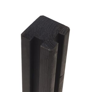 Plus A/S Plus Plank løsdel til plankeværk hjørnestolpe 2-spor 90x90mm x267cm sortgrundet 17747-15