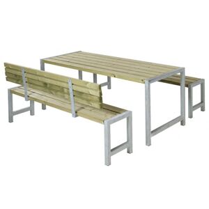 Plus A/S Plus Plankemøbelsæt bord+2 bænke+1 ryglæn trykimprægneret 185401-1
