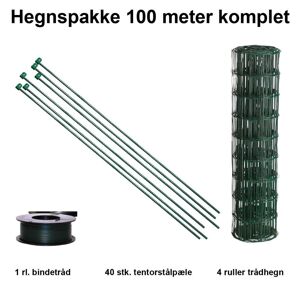 NSH Nordic A/S 100 Meter Havehegn Inkl. 40 Stk. Tentorpæle Og 60 Meter Bindetråd - Maskestr. 10x10 Cm H:90 Cm