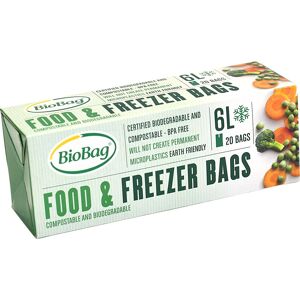 BioBag Fryseposer Biobas. M/skrivefelt 6l, 24x50cm, 20 Ps