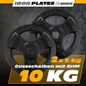 FF Europe Vægtskiver - 10 Kg Sæt, 30 Mm Boring, Tri-Grip, Støbejern, Sort