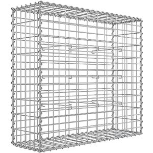 SONGMICS Robust Og Stilfuld: Gabionkurv I Sølv Med 5 X 10 Cm Net Til Sten (100 X 90 X 30 Cm)