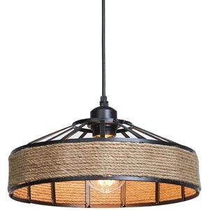 Ledsone Moderne Vintage Retro Industriel Loft Hemp Reb Pendellampe Loftslampeskærm